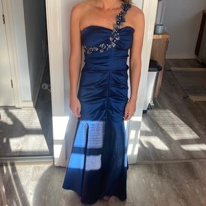 Blue mermaid prom dress